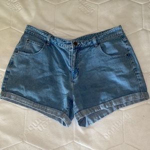 High waisted jean shorts